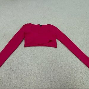 Express Hot Pink Long Sleeve Crop Top